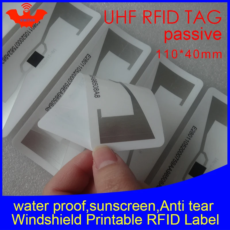 Etiqueta RFID UHF para parabrisas de vehículo EPC 6C 915m860-960M, protector solar impermeable, adhesivo lagrimal pasivo, Etiqueta RFID