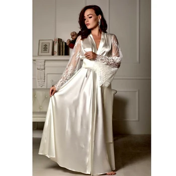 

2020 New Women Fashion Sexy lingerie silk Lace robe dress casual womens Nightdress Nightgown Sleepwear Hot