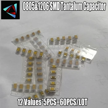 

60PCS 0805 1206 SMD Tantalum Capacitor 12value 6.3V 10V 16V 25V 10UF 22UF 2.2UF 4.7UF 1UF 47UF