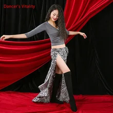 Новинка, одежда для танца живота, сексуальный полуоблегающий топ+ длинное платье, комплект из 2 предметов для танца живота для женщин, одежда для танца живота