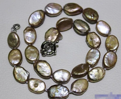 812 Natural Gray-purple Voal fresh water pearl necklace 12x17mm 17INCH