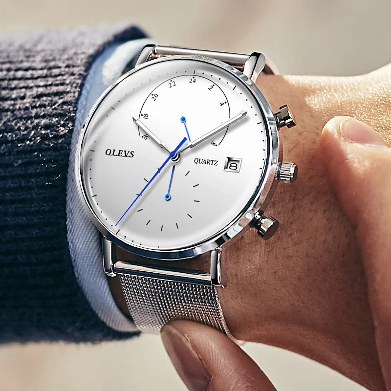 

Customized noctilucent waterproof quartz watch cross border popular fine steel mesh belt men's Watch