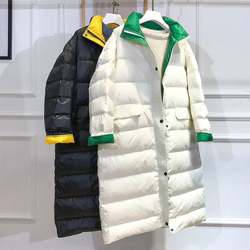 

Super Light Women Down Jacket White Duck Down Filling Patchwork Fashion Women Winter Coat Oversize Loose Female Overcoat G870