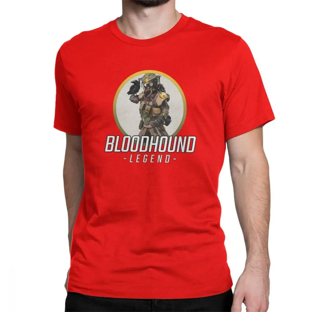 Футболки для мужчин с надписью «Bloodhound Apex Legend», хлопок, юмористичная футболка с круглым вырезом, битва с роялем, футболки с короткими рукавами, одежда для взрослых - Цвет: red