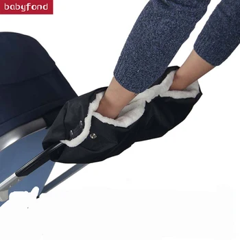 

Hot Winter stroller hand muff baby carriage pushchair warm Fur Fleece hand cover buggy Cart Muff Glove stroller accessories