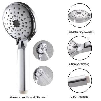 

Shower Head with Hose, High Pressure Multi-Functions Handheld Showerhead Spray with Stainless Steel Hose-Adjustable Angle Bracke