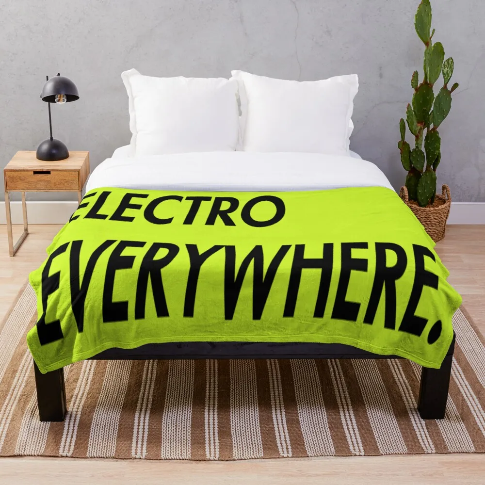 

All Season Printed Fleece Blanket Super Soft Cozy Throw Blanket Electro Everywhere Electro Green