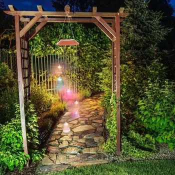 

Christmas Small Trumpet Outdoor Solar Wind Chime LED Home Hanging Ornament Handmade Innovative Pendant Garden Decoration Light