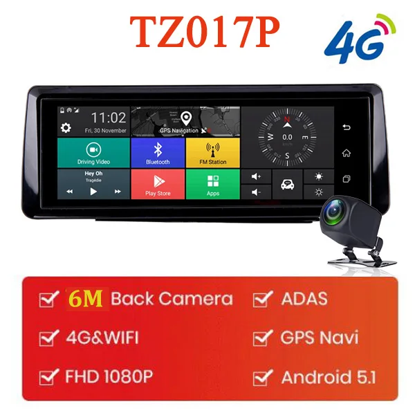 WHEXUNE " ips 4G ADAS Автомобильный видеорегистратор Android gps навигация 1080P Автомобильный видеорегистратор ночное видение Bluetooth Wi-Fi Live Monitor - Название цвета: TZ017P