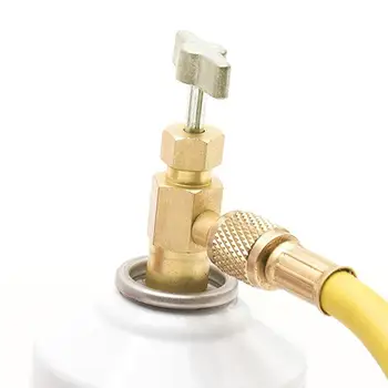 

For R134A Refrigerant 1/2 ACME Threads 1/4" SAE Bottle Opener Adapter A/C Refrigerant Can Tap Valve Brass Gold Bottle Adapter