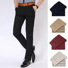 Мужские повседневные штаны для фитнеса, тонкие хлопковые длинные брюки размера плюс, весенние эластичные Темно-Синие Серые Черные винные Молодежные Слаксы