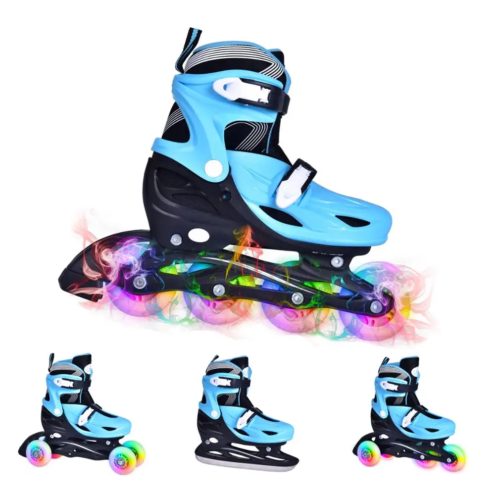 2020 4 In 1 Adjustable Inline Skates Kids Flashing Roller Skates Four Roller Skates Outdoor