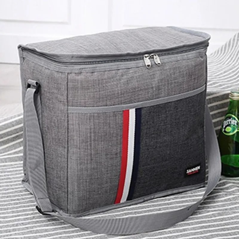 Outdoor aluminum foil waterproof picnic foldable lunch shoulder fresh keeping ice pack insulation bags splicing travel handbag