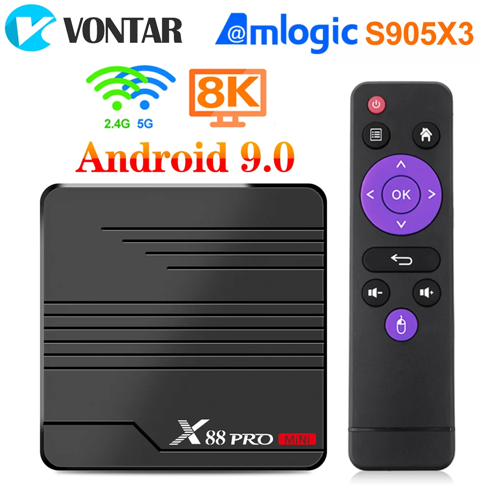 VONTAR X88 PRO Mini TV Box Android 9.0 Amlogic S905X3 4K 60fps Google Player Youtube Media Player 2GB 16GB 4GB 32GB Set Top Box