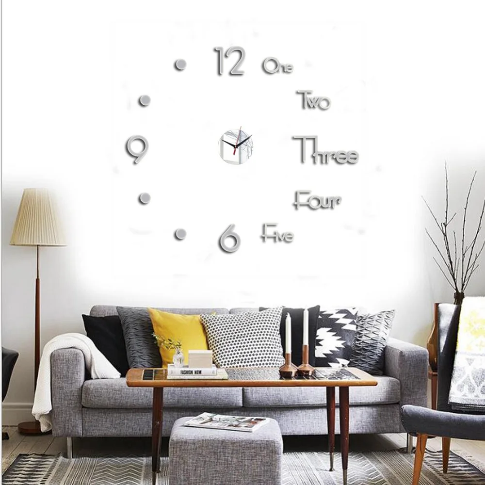 3D Wall Clock Acrylic Mirror Wall Stickers Modern DIY Wall Clocks Home Decor Living Room Quartz Needle reloj de pared 2020 NEW 22