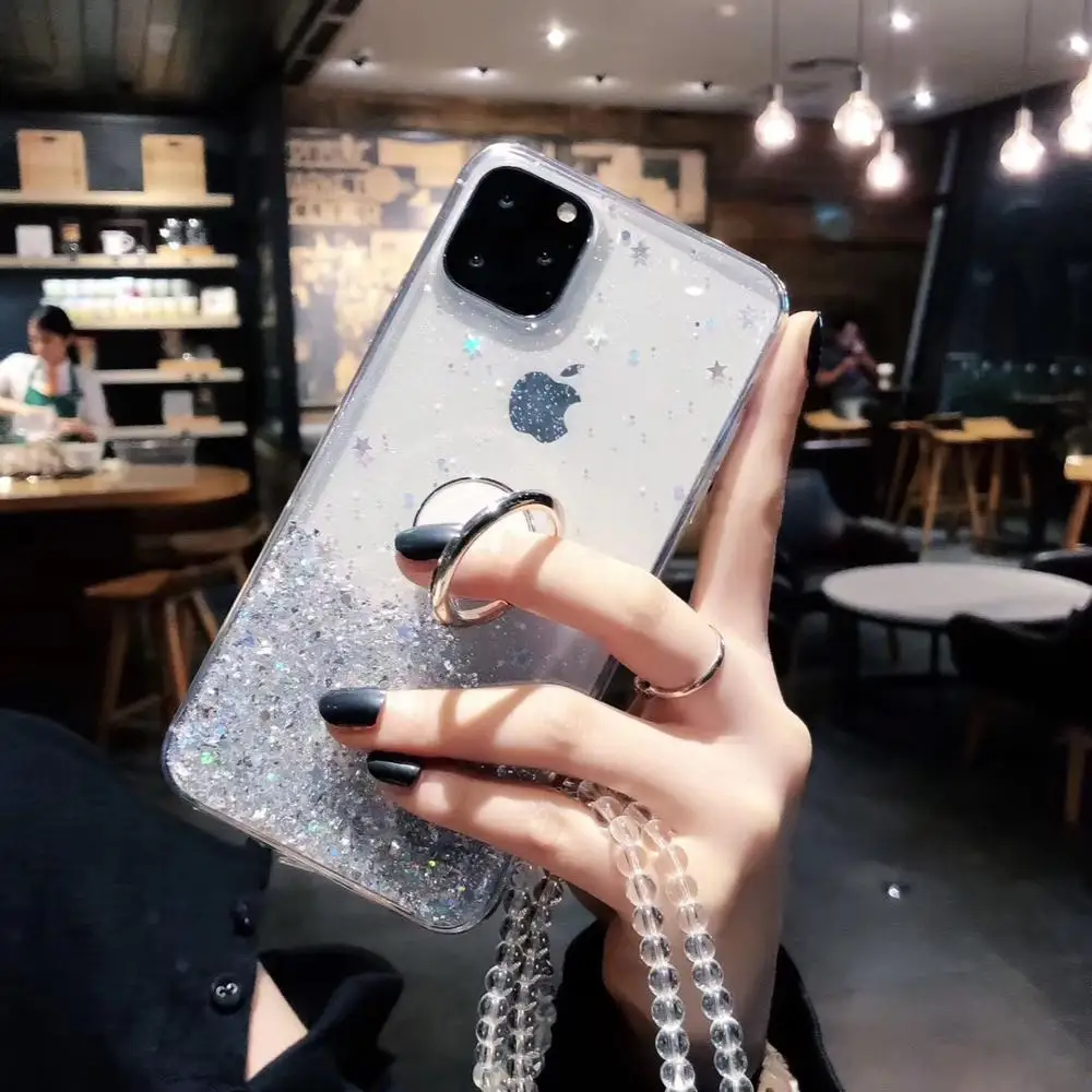 Блестящая подсветка для iPhone11 Pro Xs Max 78plus 6s XR держатель хрустальный ремешок мягкий