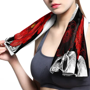 

Shantou Blooming Red Flower Face Towel Cooling ice Utility Enduring Instant Cozy Ice Cold for Enduring Running Jogging Gym