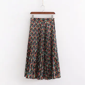 

Bonjean women leopard print pleated skirt elastic waist animal pattern basic female stylish wild ankle length skirts