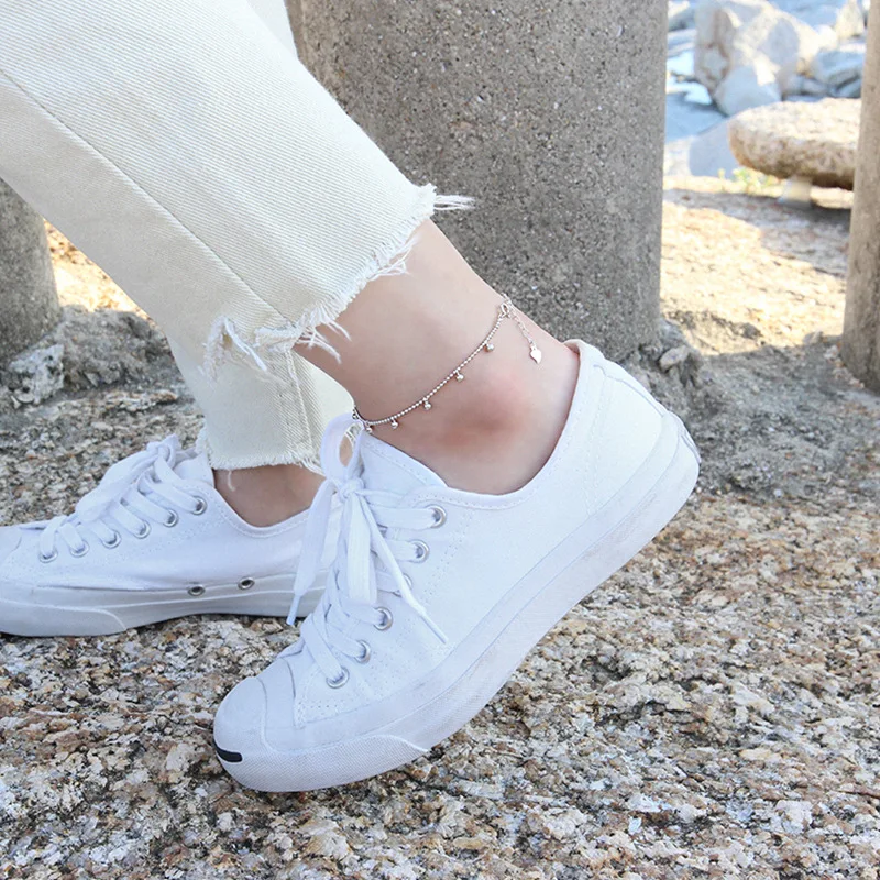 Браслет на лодыжку женский из серебра 100% пробы с бусинами|Анклеты| |