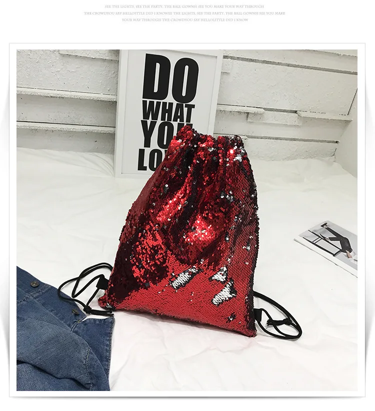 Новая мода блестки Drawstring Рюкзак луч порт s сумка для хранения карман сумка для покупок путешествия рюкзак
