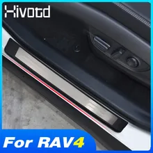 4 Pcs Stainless Steel Car Door Sill Scuff Plate for RAV4 2013 2014 2015-2018,Car Door Sill Protector Kick Plate Pedal Step Threshold Guard Pedal,Car Anti Scratch Sticker Protection Trim Styling