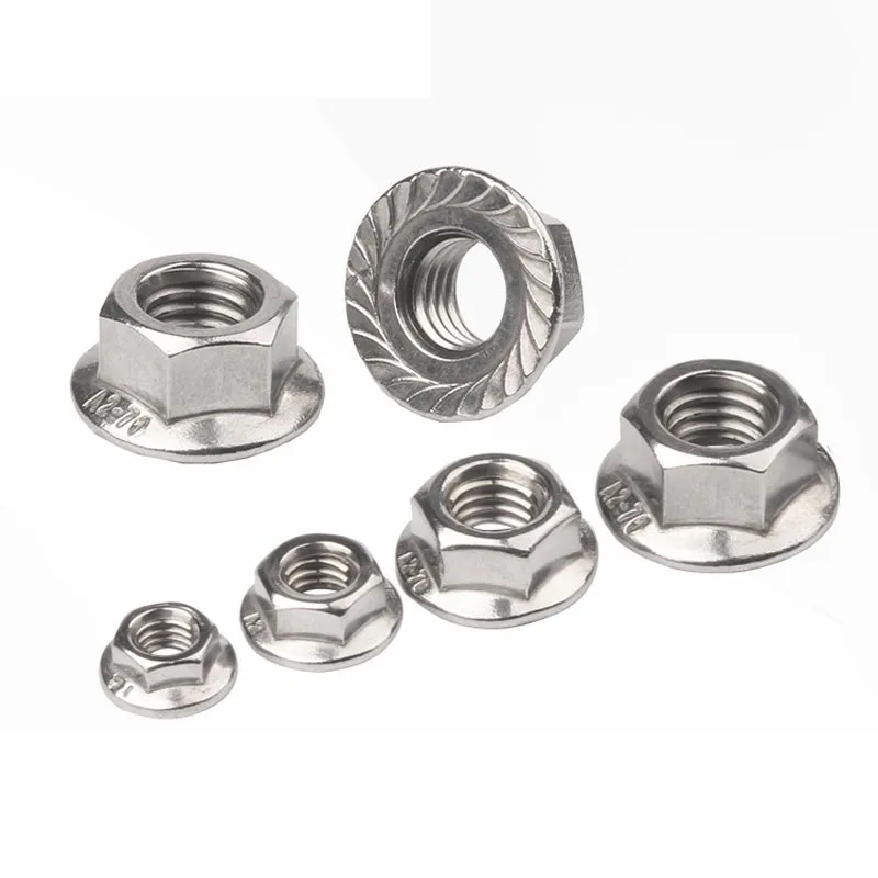 A2 Stainless Steel Metric Flange Serrated Nuts M3 M4 M5 M6 M8 M10 M12 M14 M16 