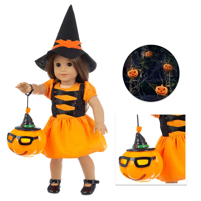 

2020 Hot Sale Baby New Born Fit 17 inch 43cm Doll Clothes Accessories Halloween lantern 3 Piece Suit For Baby Birthday Gift