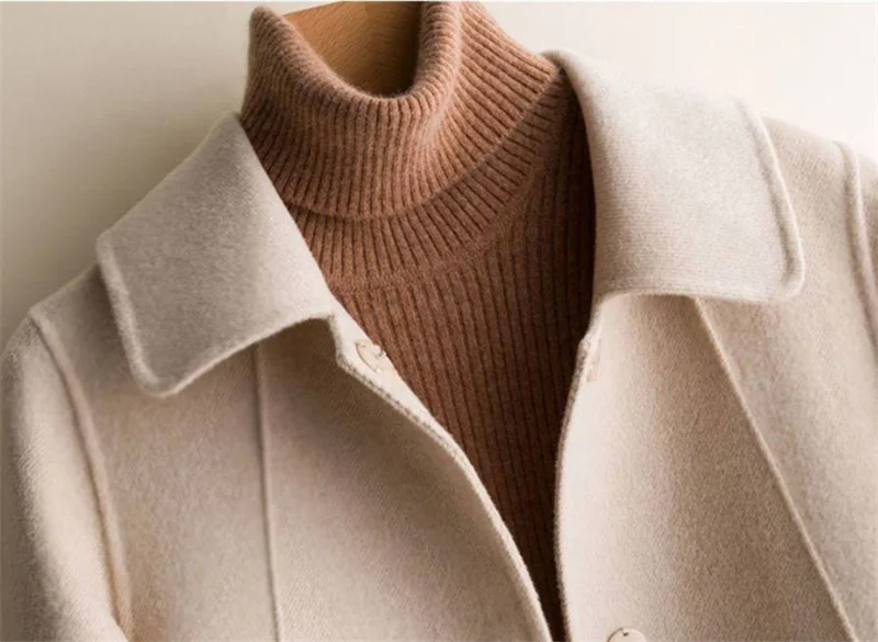 Winter Wool Coat and Jacket Women Plus Size Korean Long Jacket Warm Beige Elegant Wool Coat Cashmere Vintage Coat Cape Femme