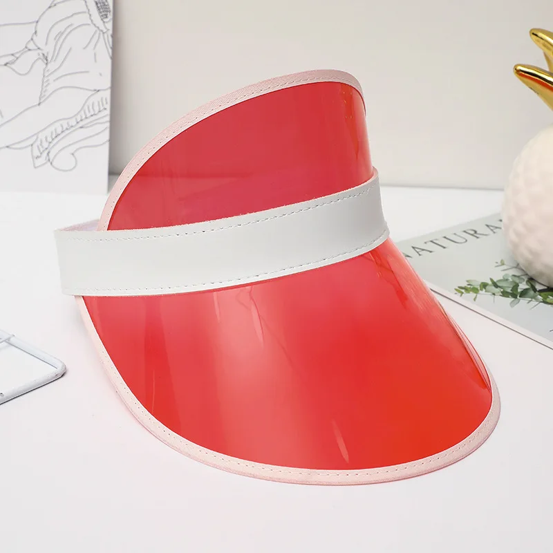 

Top Plastic PVC Sunscreen Hats Visor Caps Bicycle Sunshade Sports cap Anti-UV Summer Women Men Sun Hat Color Transparent Empty