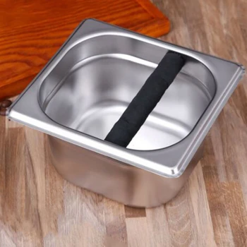 

Stainless Steel Coffee Knock Box Coffee Grounds Container Box Barista Coffee Residue Bucket Grind Waste Bin Knocking Bucket