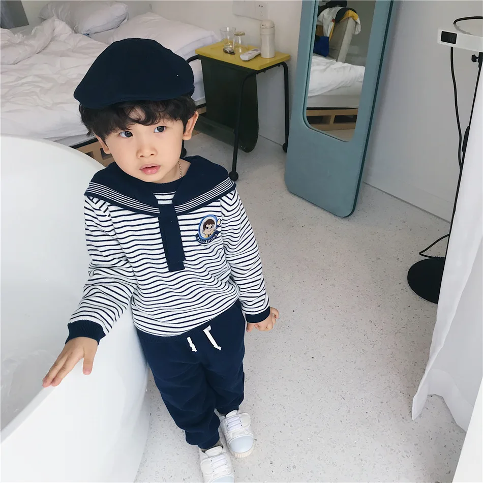 Tonytaobaby/Новинка; зимний детский костюм для мальчиков и девочек с милым рисунком в морском стиле; костюм для мальчиков и девочек