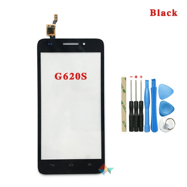 Высокое Качество 5," для huawei Ascend G620 G620S сенсорный экран дигитайзер Переднее стекло объектив сенсорная панель - Цвет: G620s black With Too