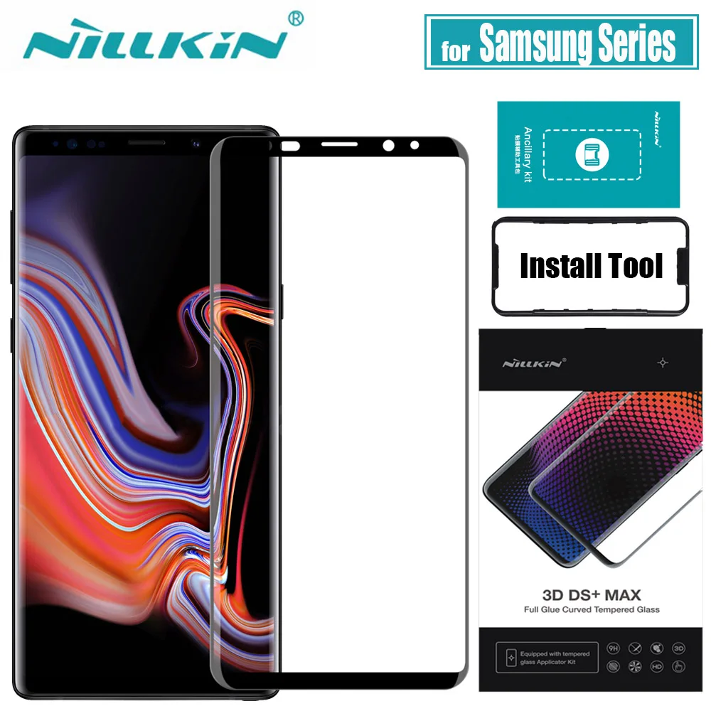 NILLKIN for Samsung Note 9 8 S9 Plus Tempered Glass Screen Protector 3D Full Cover Glue Protective Glass for Galaxy Note9 Note8