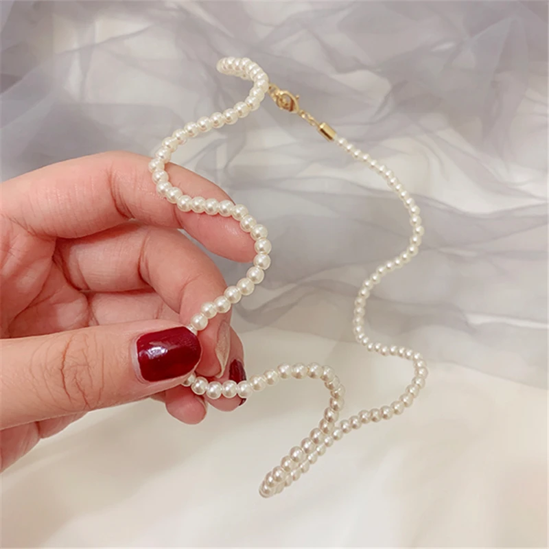 HUANZHI 2019 Новый DesignTrend сладкий волновой кривой нерегулярные жемчужное ожерелье для