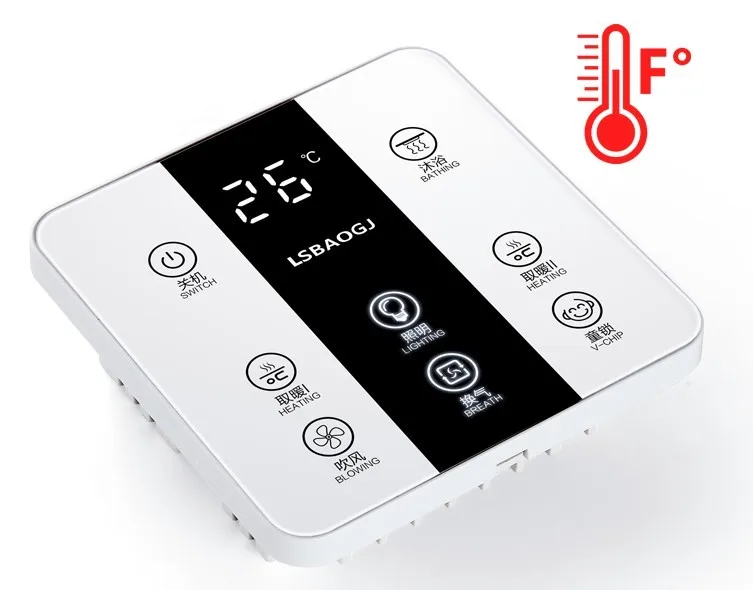 5 in1Touch переключатель YuBa 86 Тип настенный нагреватель для ванны интегрированный подвесной потолок пульт дистанционного управления ключ для душевой комнаты 86*86 мм