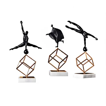 

Scandinavian Desk Sculpture Model Gymnastics Sports Posture Figurines Display Living Room Decor Resin Marble Metal Handicrafts