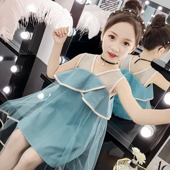 

Girls Hanfu Improved Vest Skirt 2020 New Summer Kids Big Ruffled Net Gauze Skirt Princess Skirt Korean Children's Dress