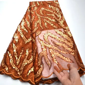 

5 yards Hot selling African French Tulle Net Lace Fabric High quality Nigerian Lace Fabric with sequins for wedding dress mv284