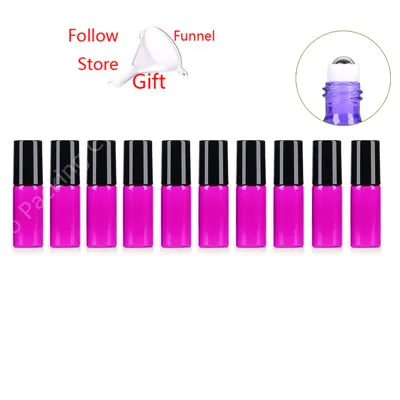 H 10pcs 5ml Glass Essential Oil Roller Bottles Glass Roller Balls Candy-colored Perfumes Lip Balms Glass Bottle with Steel roller - Цвет: H