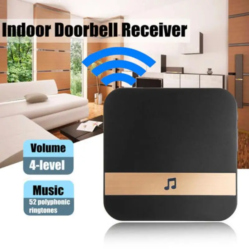 

Visitors Office Wifi Doorbell Chime Plug-In Chime Universal Market Voice Tips Door Hardware Waterproof 433.0MHz Black House