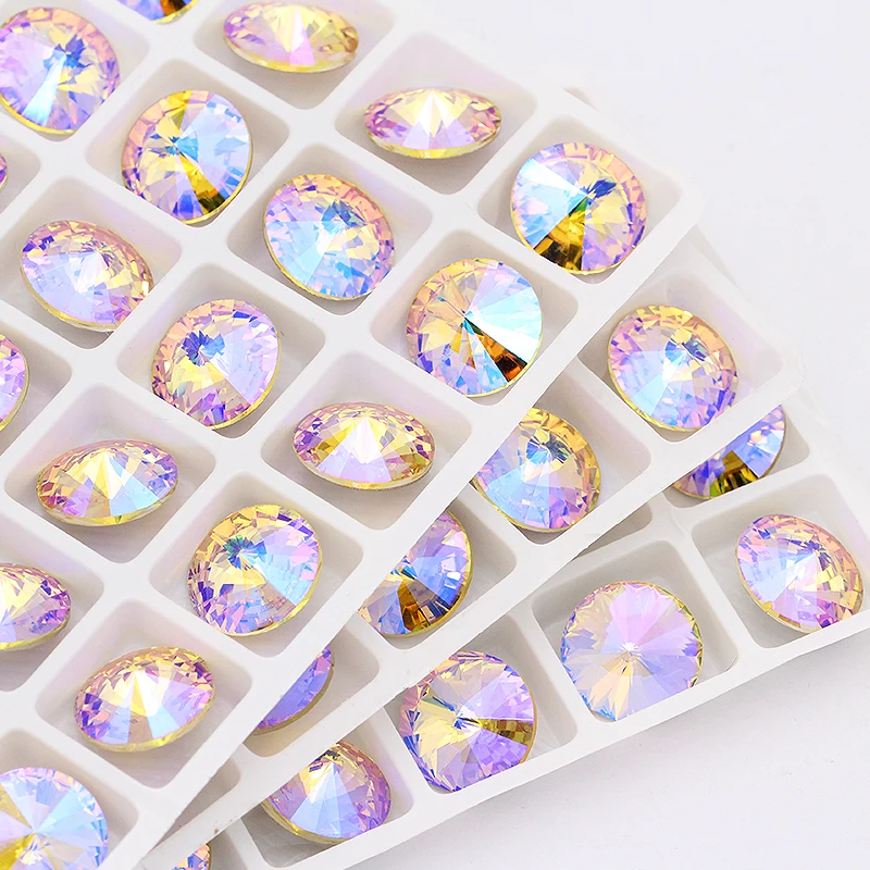Blue Rose Mixed Round Crystal Glass Rhinestones for Craft and Clothing Decoration