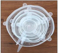 ZhangJi силиконовые эластичные крышки(набор из 6) Многоразовые крышки контейнера для пищевых продуктов уплотнение для чаш кружки горшки Микроволновая печь морозильная камера банки бесплатно - Цвет: clear