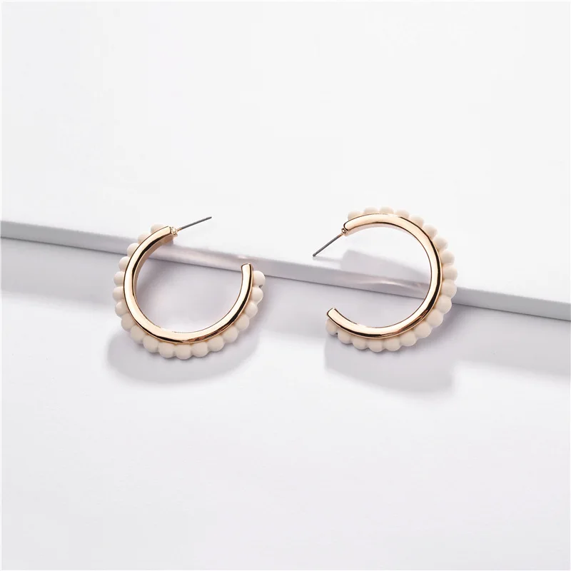 

Trendy Simple C-Shape Printed Cloud Hoop Earrings Gold Alloy C-Shape Hollow Hoop Earrings for Woman Jewelry