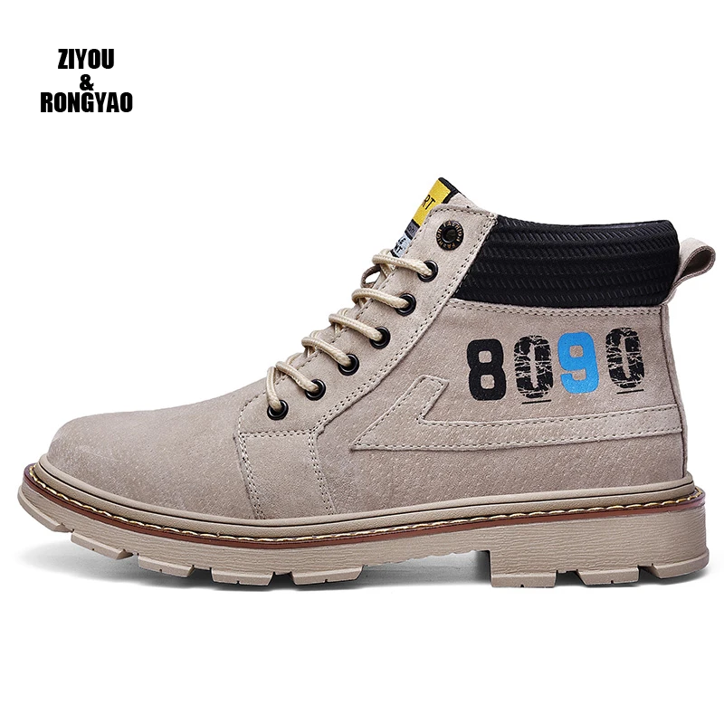 

2020 Men motorcycle Boots Autumn Winter Warm Shoes High Heel Non-Slip Snow Tooling Shoe British Style Boot Male Military Boots