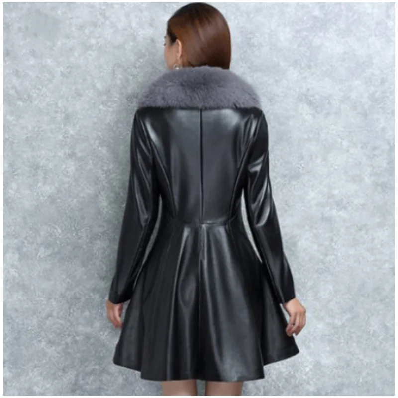 Новинка 2020 зимние женские кожаные меховые куртки Женское пальто с хлопковой