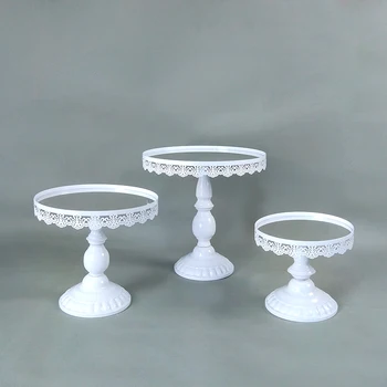 

2019 new arrive cake stand WHITE Mirror Round Metal Cake Stand Plate Home Wedding Birthday Party cake tool