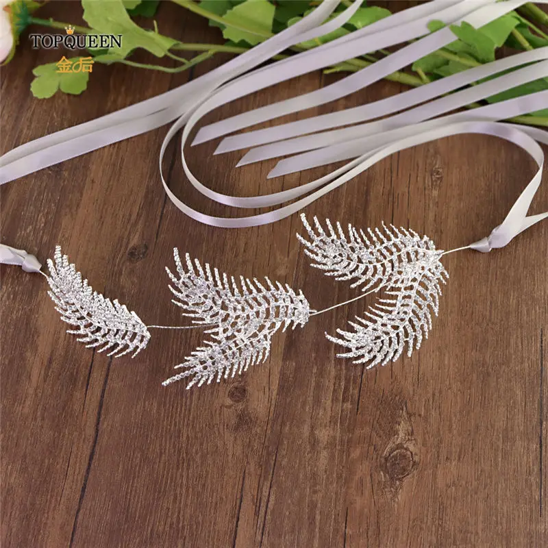 gray ribbon TOPQUEEN SH261 Свадебные ремни из сплава серебристого цвета с бриллиантами для свадебного платья, свадебное платье, шикарный ремень для формального платья - Цвет: gray ribbon