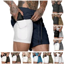 Новинка, мужские камуфляжные шорты, s 2 в 1, спортивные шорты, мужские двухслойные быстросохнущие спортивные мужские шорты, шорты для бега и тренажерного зала