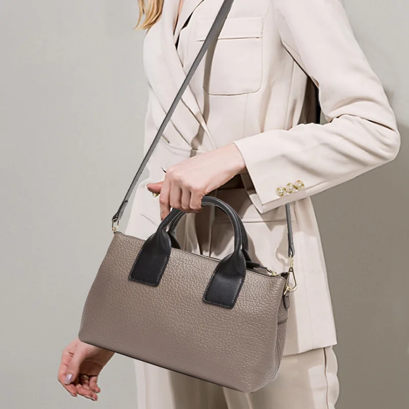 

Fashion WOMEN'S Leather Bags Shoulder Bag Full-grain Leather 2019 New Style Solid Color Graceful Women's Business Handbag