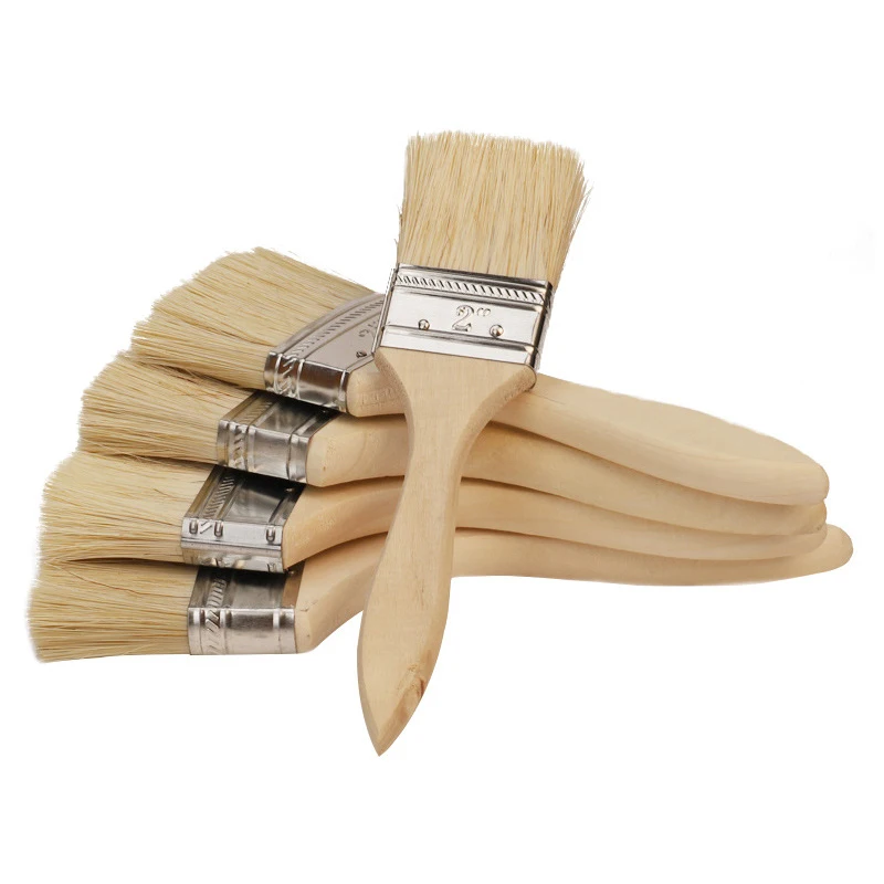Cepillo de pintura con mango de madera, cepillo de alambre de cerdas de cerdo de imitación, cepillo impermeable para barco, cepillo de barbacoa, cepillo engrosado